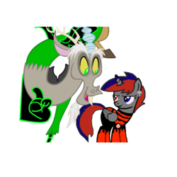 Size: 1152x1152 | Tagged: safe, artist:motownwarrior01, discord, oc, oc:beelzeskull, alicorn, pony, g4, alicorn oc, crossover, dc comics, ear piercing, earring, green lantern, green lantern (comic), green lantern corps, heterochromia, jewelry, piercing, red lantern, red lantern corps, simple background, skull, smiling, transparent background