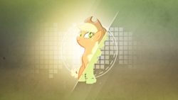 Size: 1920x1080 | Tagged: safe, artist:divideddemensions, artist:reginault, applejack, earth pony, pony, g4, effects, female, lens flare, pose, solo, vector, wallpaper