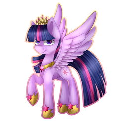 Size: 1203x1180 | Tagged: safe, artist:nelly250, twilight sparkle, alicorn, pony, g4, female, raised hoof, simple background, solo, spread wings, twilight sparkle (alicorn)