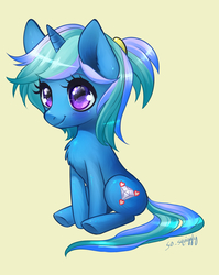 Size: 1864x2344 | Tagged: safe, artist:squiggles, oc, oc only, oc:azurite, cute, looking at you, ponytail, smiling, solo