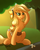 Size: 1029x1280 | Tagged: safe, artist:sugaryviolet, applejack, g4, female, sitting, solo, sweat, toolbelt