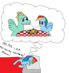 Size: 1600x1680 | Tagged: safe, artist:amateur-draw, rainbow dash, zephyr breeze, g4, 1000 hours in ms paint, dream, female, food, grammar error, lady and the tramp, male, ms paint, nightmare, pasta, ship:zephdash, shipping, spaghetti, straight, table