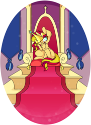Size: 7495x10351 | Tagged: safe, artist:cutepencilcase, sunset shimmer, pony, unicorn, g4, absurd resolution, commission, crown, female, jewelry, praise the sunset, regalia, solo, throne