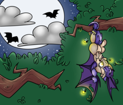 Size: 7881x6714 | Tagged: safe, artist:cutepencilcase, oc, oc only, bat pony, firefly (insect), pony, absurd resolution, commission, cute, moon, night, solo, stars