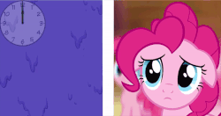 Size: 960x505 | Tagged: safe, artist:mlpfimguy, pinkie pie, g4, animated, blinking, clock, female, floppy ears, paint, sad, watching paint dry