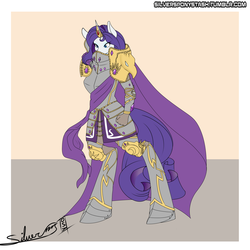 Size: 2000x2000 | Tagged: safe, artist:silverfox057, rarity, anthro, unguligrade anthro, g4, armor, cape, clothes, female, high res, solo