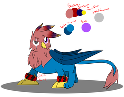 Size: 4200x3300 | Tagged: safe, artist:deltafairy, oc, oc only, griffon, customized toy, interspecies, interspecies offspring, magical lesbian spawn, male, offspring, parent:gilda, parent:rainbow dash, parents:gildash, photo, reference sheet, solo