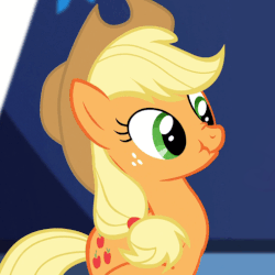 Size: 507x508 | Tagged: safe, screencap, applejack, earth pony, pony, castle sweet castle, g4, season 5, animated, applejack's hat, blinking, cowboy hat, cute, female, freckles, hat, jackabetes, mare, nose wrinkle, scrunchy face, silly, silly pony, solo, wavy mouth, who's a silly pony