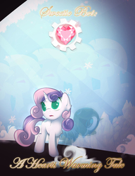 Size: 1777x2315 | Tagged: safe, artist:sip, sweetie belle, pony, robot, robot pony, unicorn, g4, blank flank, female, filly, fire ruby, foal, gears, hooves, horn, open mouth, solo, sweetie bot, text