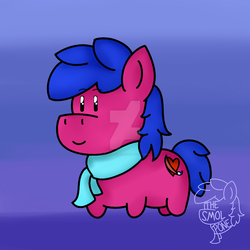 Size: 1280x1280 | Tagged: safe, artist:heartpallete, oc, oc only, oc:heart pallette, pony, clothes, deviantart watermark, obtrusive watermark, scarf, smolpone, solo, watermark