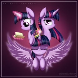 Size: 5000x5000 | Tagged: safe, artist:creativitybox18, twilight sparkle, alicorn, pony, g4, absurd resolution, book, eyes closed, female, magic, solo, spread wings, telekinesis, twilight sparkle (alicorn)