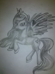 Size: 2448x3264 | Tagged: safe, artist:dashingrainboom, princess celestia, g4, female, high res, monochrome, solo, traditional art