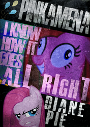 Size: 2480x3508 | Tagged: safe, artist:skeptic-mousey, pinkie pie, g4, party of one, contemplating insanity, insanity face, pinkamena diane pie, poster, typography