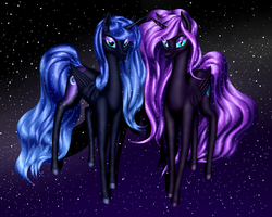 Size: 5000x4000 | Tagged: safe, artist:vasillium, princess luna, oc, oc:nyx, alicorn, pony, g4, alicorn oc