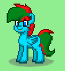 Size: 679x739 | Tagged: safe, artist:bryce1002, oc, oc only, oc:bacon hoodie, pegasus, pony, pony town, blank flank, pixel art, ponysona, simple background, solo