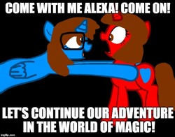 Size: 638x500 | Tagged: safe, oc, oc only, oc:alexa garcia, oc:sandra garcia, alicorn, pony, alicorn oc, black background, caption, image macro, imgflip, meme, simple background, text