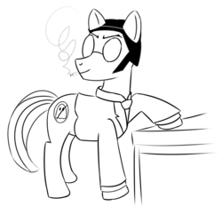 Size: 898x834 | Tagged: source needed, useless source url, safe, artist:iron curtain, earth pony, pony, black and white, cigarette, egoist anarchism, glasses, grayscale, male, max stirner, monochrome, ponified, sideburns, simple background, smoking, solo, spook, stallion, white background