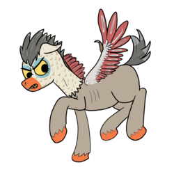 Size: 1200x1200 | Tagged: safe, artist:bojangleee, bird pone, pony, angry, birb, extinct, phorusrhacos, requested art, simple background, spread wings, white background, wing claws