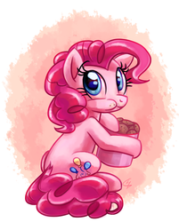 Size: 1280x1590 | Tagged: dead source, safe, artist:lightof-dawn, pinkie pie, earth pony, pony, g4, aweeg*, container, cookie, cookie jar, crumbs, cute, diapinkes, dock, eating, female, food, hoof hold, mare, signature, sitting, solo, style emulation, whitediamonds-ish