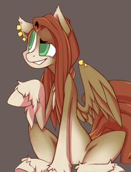 Size: 800x1048 | Tagged: safe, artist:kelcasual, oc, oc only, oc:wild spice, pegasus, pony, ear piercing, piercing, simple background, solo, unshorn fetlocks, wing piercing, wings