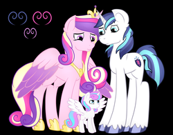 Size: 1024x803 | Tagged: safe, artist:bewarethemusicman, princess cadance, princess flurry heart, shining armor, alicorn, pony, unicorn, g4, family, female, filly, male, mare, stallion