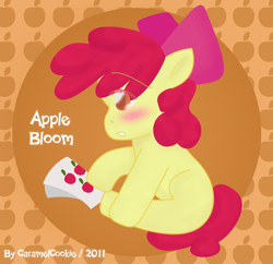 Size: 555x537 | Tagged: safe, artist:caramelcookie, apple bloom, g4, adorabloom, cute, female, solo