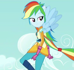 Size: 471x448 | Tagged: safe, screencap, rainbow dash, equestria girls, g4, my little pony equestria girls: friendship games, cropped, female, motocross outfit, ponied up, solo
