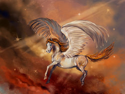 Size: 800x600 | Tagged: safe, artist:araxel, oc, oc only, oc:golden rain, horse, beautiful, epic, flying, hoers, realistic, solo