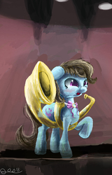 Size: 3639x5687 | Tagged: safe, artist:owlvortex, beauty brass, pony, g4, female, musical instrument, solo