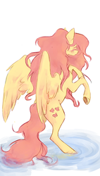 Size: 800x1408 | Tagged: safe, artist:aikyun, fluttershy, g4, eyes closed, female, rearing, solo, spread wings, water
