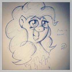 Size: 2448x2448 | Tagged: safe, artist:ridiumart, pinkie pie, g4, female, high res, monochrome, solo, traditional art