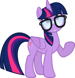 Size: 5733x6000 | Tagged: safe, artist:slb94, twilight sparkle, alicorn, pony, g4, absurd resolution, adorkable, cute, dork, female, folded wings, glasses, mare, nerd, raised hoof, simple background, solo, transparent background, twilight sparkle (alicorn), vector