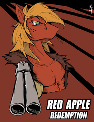 Size: 2550x3300 | Tagged: safe, artist:godofstarlin, big macintosh, earth pony, anthro, g4, clothes, gun, high res, male, red dead redemption, shotgun, solo, topless, weapon