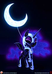 Size: 905x1280 | Tagged: safe, artist:wwredgrave, nightmare moon, alicorn, pony, g4, eyes closed, female, filly, monochrome, moon, mouth hold, nightmare woon, rope, solo, tangible heavenly object