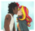 Size: 1016x915 | Tagged: safe, artist:hazurasinner, sunset shimmer, oc, oc:blitz, oc:blitz ranger, human, g4, blitzshimmer, canon x oc, dark skin, female, humanized, kissing, male, shipping, straight, writer:wftc141