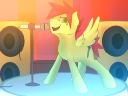 Size: 1600x1200 | Tagged: safe, artist:timidwithapen, oc, oc only, oc:blazing hooves, pegasus, pony, microphone, microphone stand