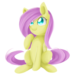 Size: 1024x1033 | Tagged: safe, artist:dusthiel, fluttershy, g4, female, looking away, raised hoof, simple background, sitting, solo, transparent background