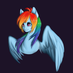 Size: 1000x1000 | Tagged: safe, artist:kira-minami, rainbow dash, g4, bust, colored pupils, female, solo, spread wings