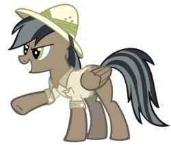 Size: 1024x874 | Tagged: safe, artist:blah23z, daring do, doctor caballeron, pegasus, pony, g4, clothes, female, hat, mare, palette swap, raised hoof, recolor, shirt, simple background, solo, transparent background