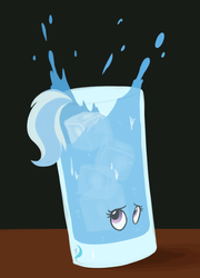 Size: 900x1250 | Tagged: safe, artist:tfinequestria, trixie, g4, drink, eye, eyes, inanimate tf, objectification, solo, tail, transformation, water