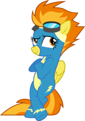 Size: 4547x6465 | Tagged: safe, artist:chrzanek97, spitfire, pegasus, pony, newbie dash, absurd resolution, bipedal, bipedal leaning, clothes, female, goggles, leaning, show accurate, simple background, solo, transparent background, vector, wonderbolts uniform