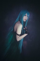 Size: 1440x2160 | Tagged: safe, artist:renshuher, queen chrysalis, human, g4, clothes, cosplay, costume, dress, irl, irl human, photo, solo