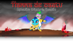 Size: 1280x720 | Tagged: safe, artist:dreamland200, princess ember, spike, dragon, g4, gauntlet of fire, text