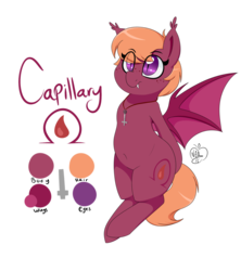 Size: 1280x1440 | Tagged: safe, artist:notenoughapples, oc, oc only, oc:capillary, bat pony, pony, belly button, cross of st peter, flying, jewelry, necklace, reference sheet, simple background, solo, transparent background