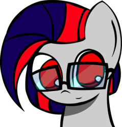 Size: 4427x4635 | Tagged: safe, artist:darksoma, oc, oc only, oc:darksun, pegasus, pony, absurd resolution, blue hair, bust, cute, darksun, female, glasses, happy, original character do not steal, red eyes, red stripes, shadows, smiling, solo
