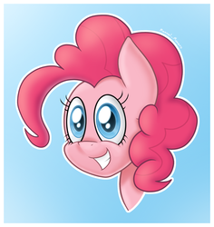 Size: 852x902 | Tagged: safe, artist:manual-monaro, pinkie pie, earth pony, pony, g4, bust, female, gradient background, grin, looking at you, portrait, smiling, solo