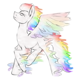 Size: 4044x4252 | Tagged: safe, artist:apple-crumbler, cloud pony, absurd resolution, rainbow hair, solo
