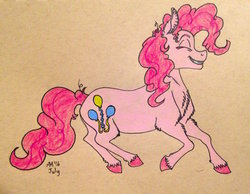 Size: 1280x993 | Tagged: safe, artist:ambergerr, pinkie pie, g4, cute, diapinkes, simple background, smiling, traditional art