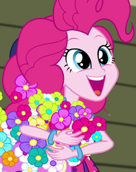 Size: 570x720 | Tagged: safe, screencap, pinkie pie, equestria girls, g4, my little pony equestria girls: rainbow rocks, shake your tail, cropped, flower