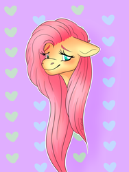 Size: 2448x3264 | Tagged: safe, artist:coralcloud, fluttershy, g4, bust, colored pupils, female, floppy ears, high res, lidded eyes, looking at you, portrait, shy smile, smiling, solo